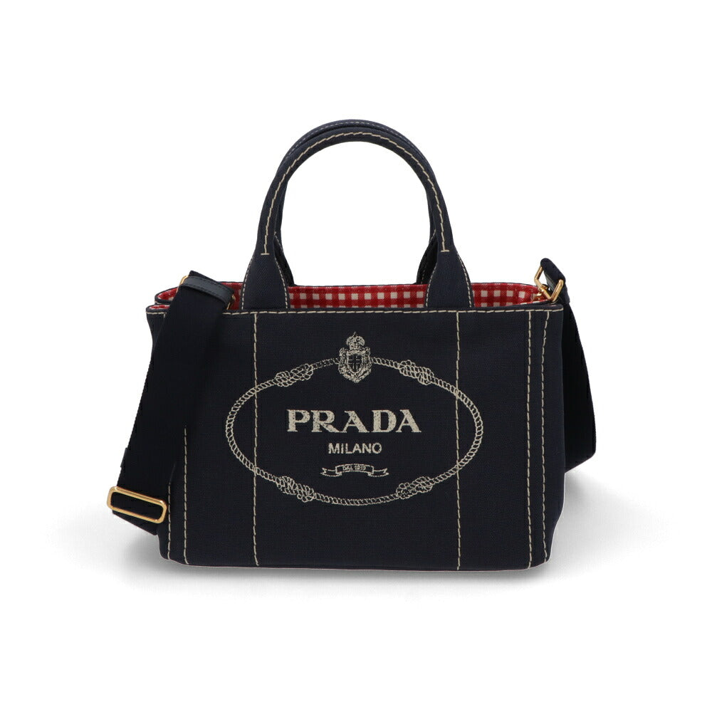 【中古/新品同様】PRADA プラダ レディース ハンドバッグ カナパトートバッグ ネイビー キャンバス シリアルあり 1BG439