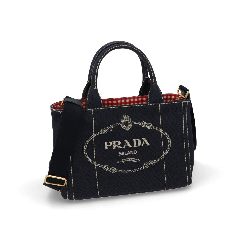 【中古/新品同様】PRADA プラダ レディース ハンドバッグ カナパトートバッグ ネイビー キャンバス シリアルあり 1BG439