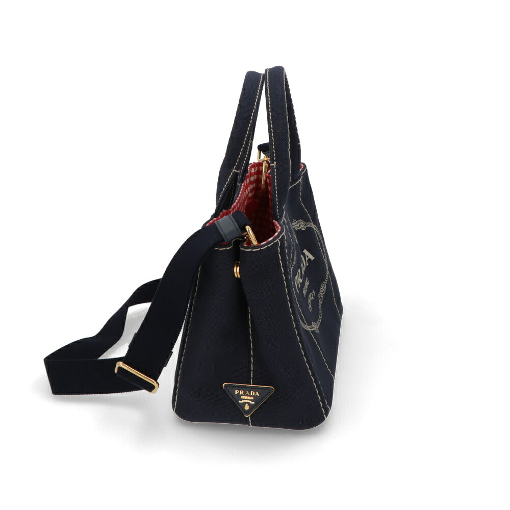 【中古/新品同様】PRADA プラダ レディース ハンドバッグ カナパトートバッグ ネイビー キャンバス シリアルあり 1BG439