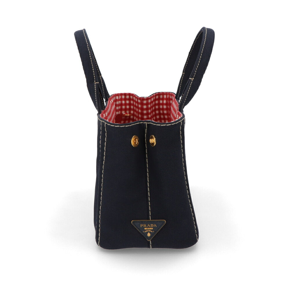 【中古/新品同様】PRADA プラダ レディース ハンドバッグ カナパトートバッグ ネイビー キャンバス シリアルあり 1BG439