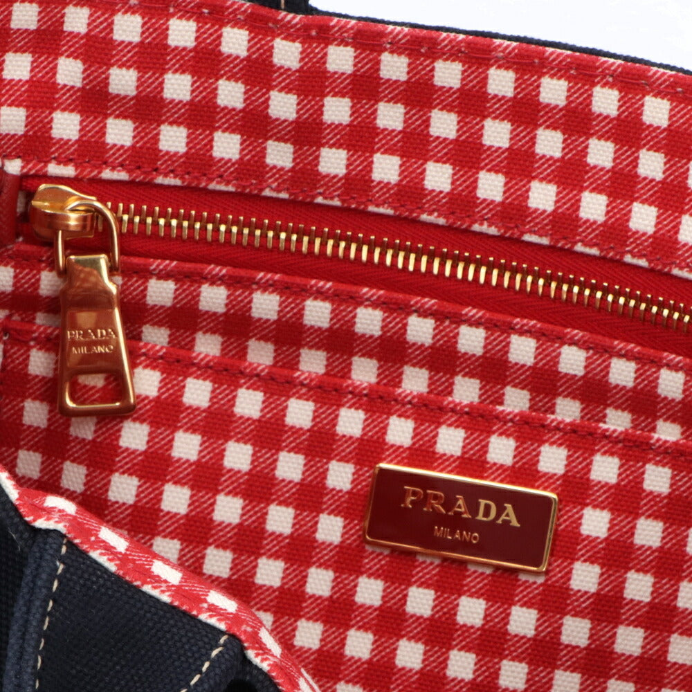 【中古/新品同様】PRADA プラダ レディース ハンドバッグ カナパトートバッグ ネイビー キャンバス シリアルあり 1BG439