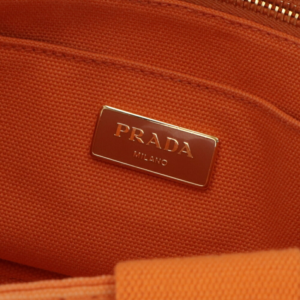 【中古/ABランク】 PRADA プラダ レディース バッグ トートバッグ カナパミニ オレンジ キャンバス シリアルあり トライアングルロゴ