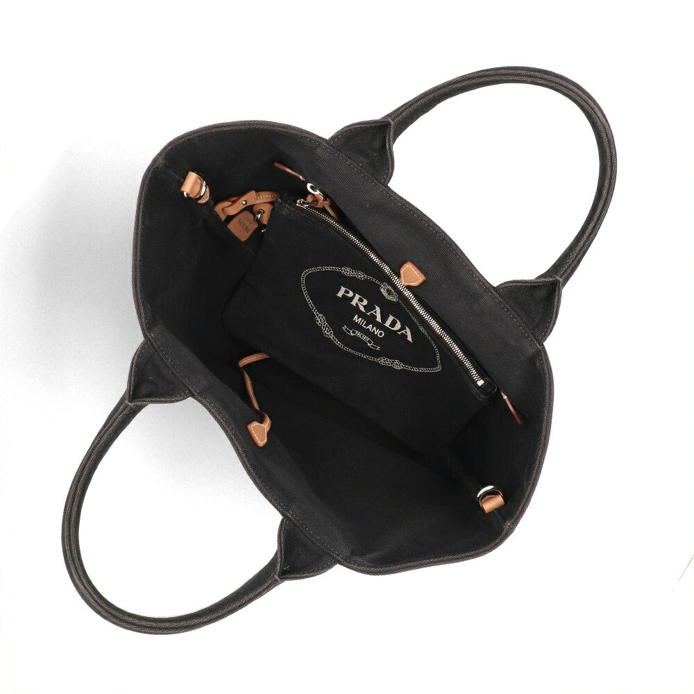 【中古/ABランク】PRADA プラダ レディース トートバッグ カナパ ブラック キャンバス シリアルあり ヴィンテージ 1BG186