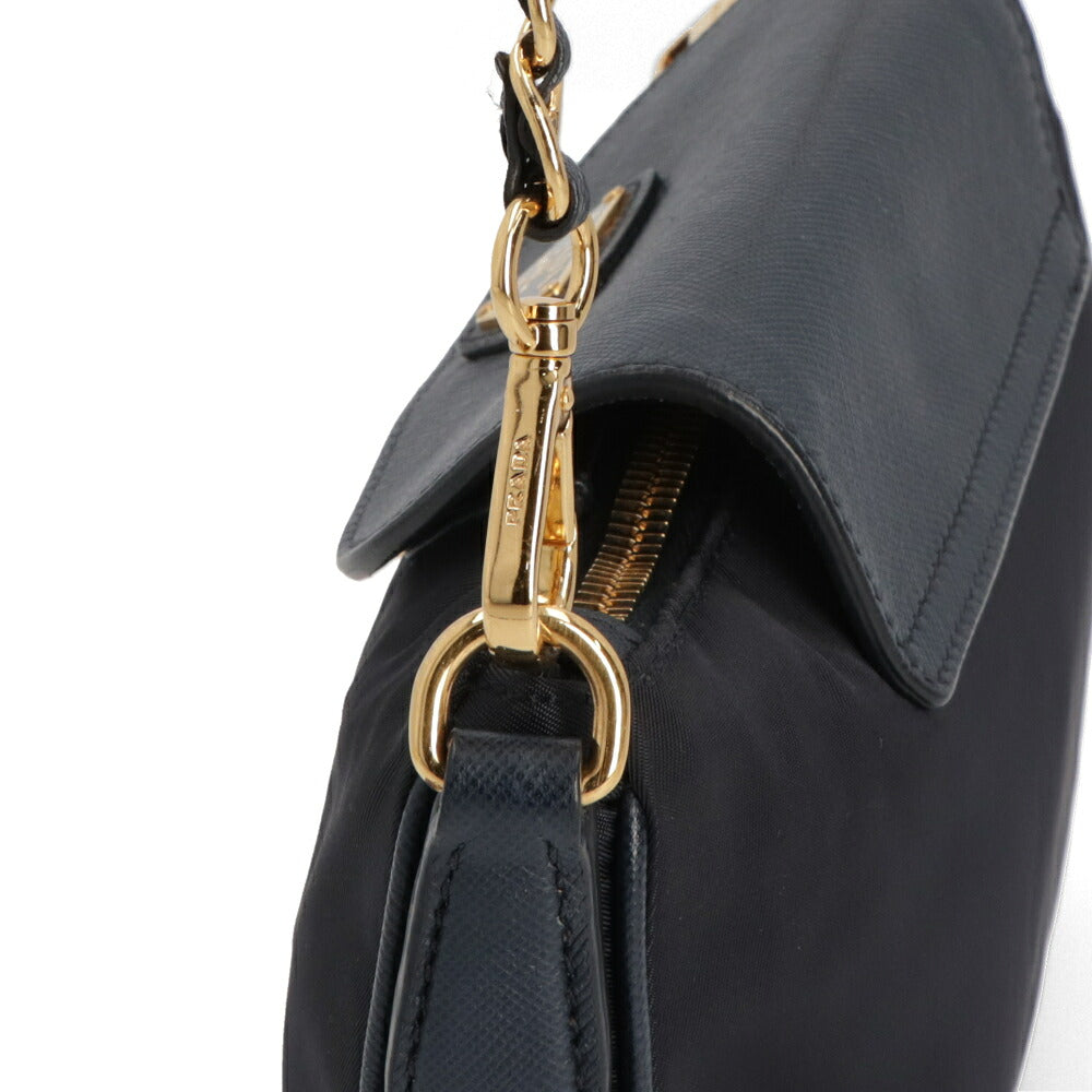 【中古/Aランク】 PRADA プラダ レディース バッグ ショルダーバッグ ネイビー ナイロン カーフレザー シリアルあり ミニバッグ 1BH085