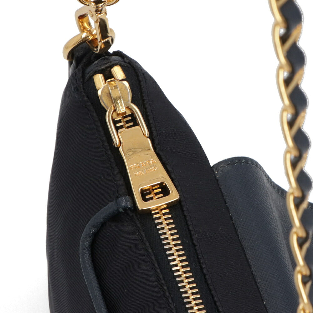 【中古/Aランク】 PRADA プラダ レディース バッグ ショルダーバッグ ネイビー ナイロン カーフレザー シリアルあり ミニバッグ 1BH085