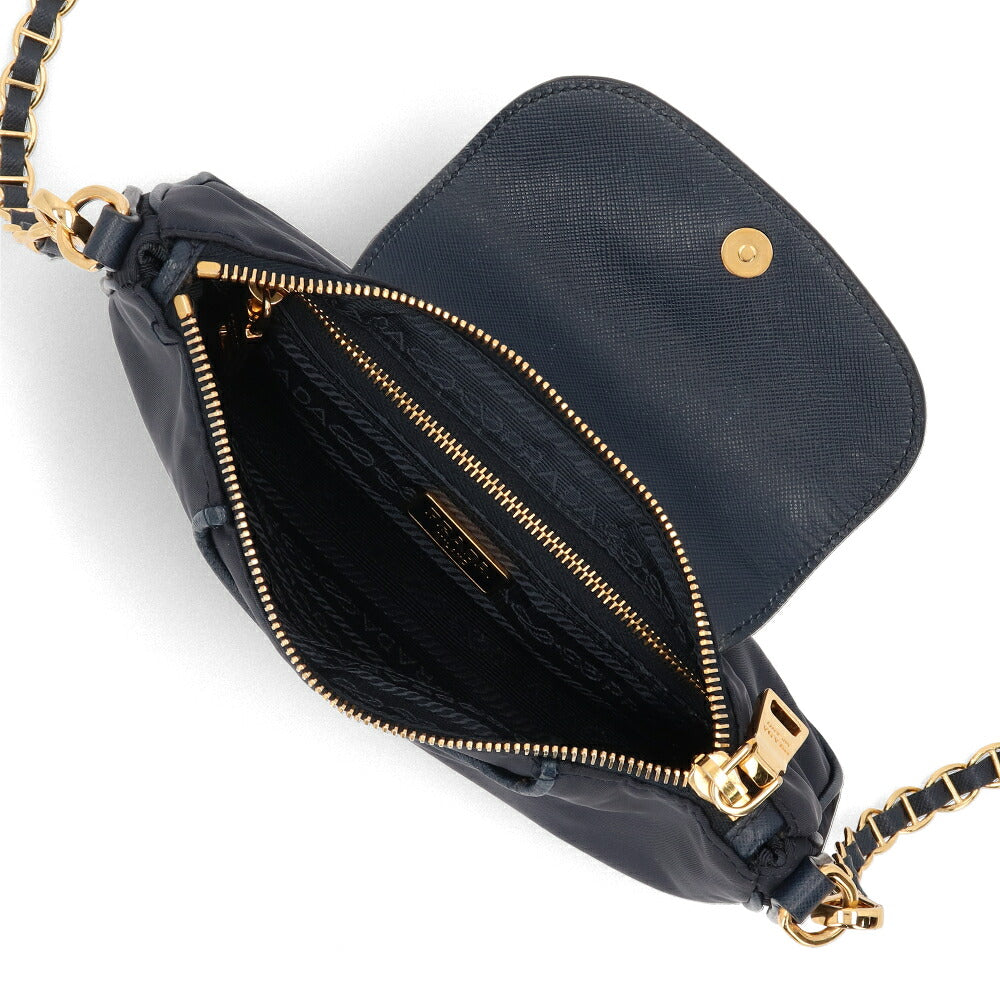 【中古/Aランク】 PRADA プラダ レディース バッグ ショルダーバッグ ネイビー ナイロン カーフレザー シリアルあり ミニバッグ 1BH085
