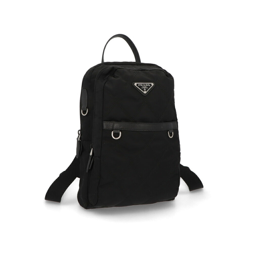 【中古/ABランク】 PRADA プラダ レディース バッグ リュック・デイパック ブラック ナイロン シリアルあり バックパック トライアングルロゴ 1BZ017