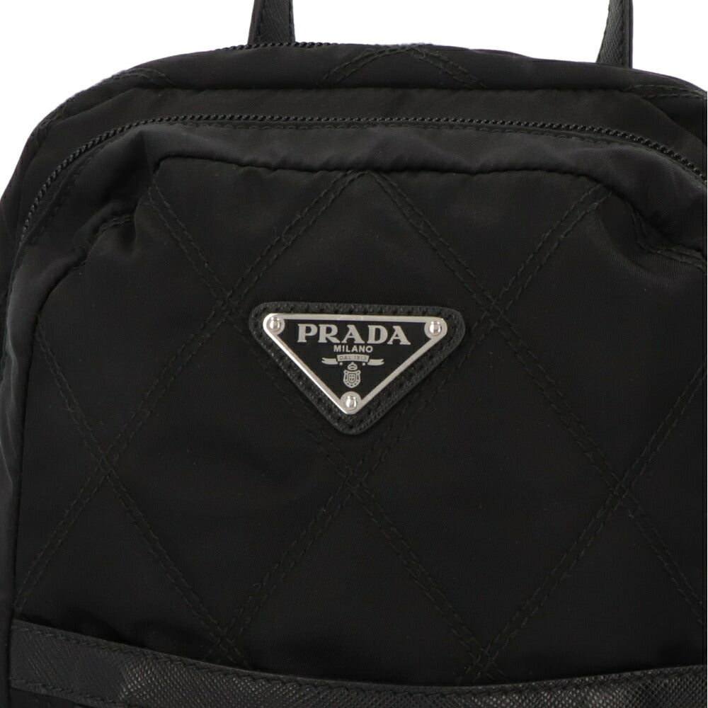 【中古/ABランク】 PRADA プラダ レディース バッグ リュック・デイパック ブラック ナイロン シリアルあり バックパック トライアングルロゴ 1BZ017