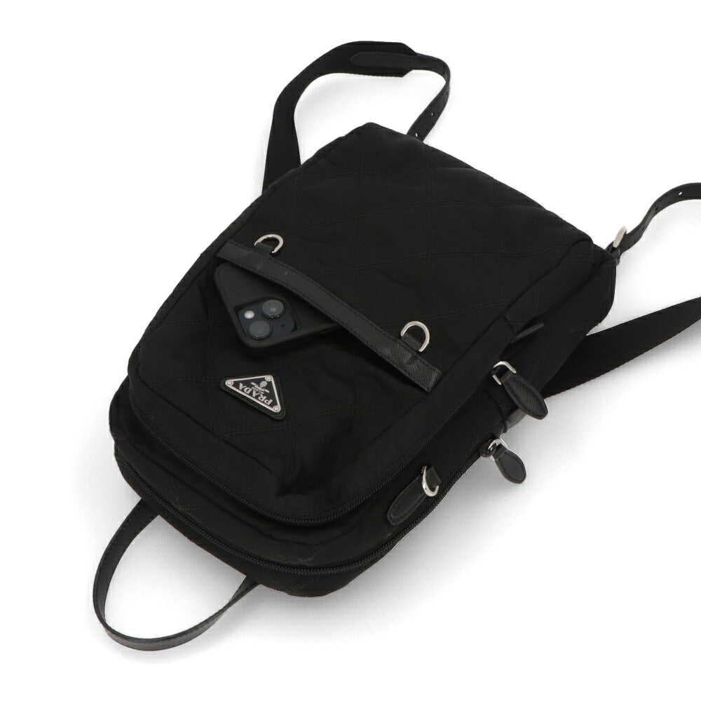 【中古/ABランク】 PRADA プラダ レディース バッグ リュック・デイパック ブラック ナイロン シリアルあり バックパック トライアングルロゴ 1BZ017