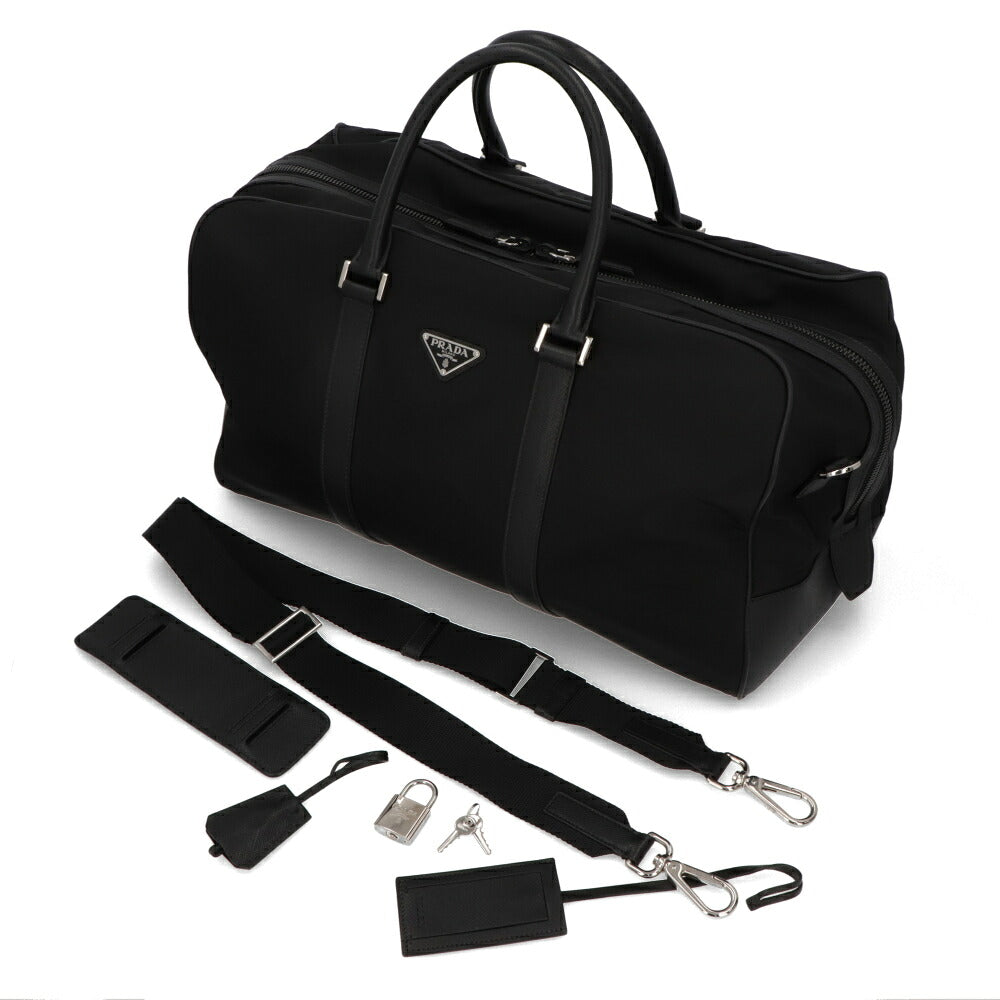 【中古/Bランク】 PRADA プラダ ユニセックス バッグ ボストンバッグ ブラック ナイロン レザー シリアルあり 大容量