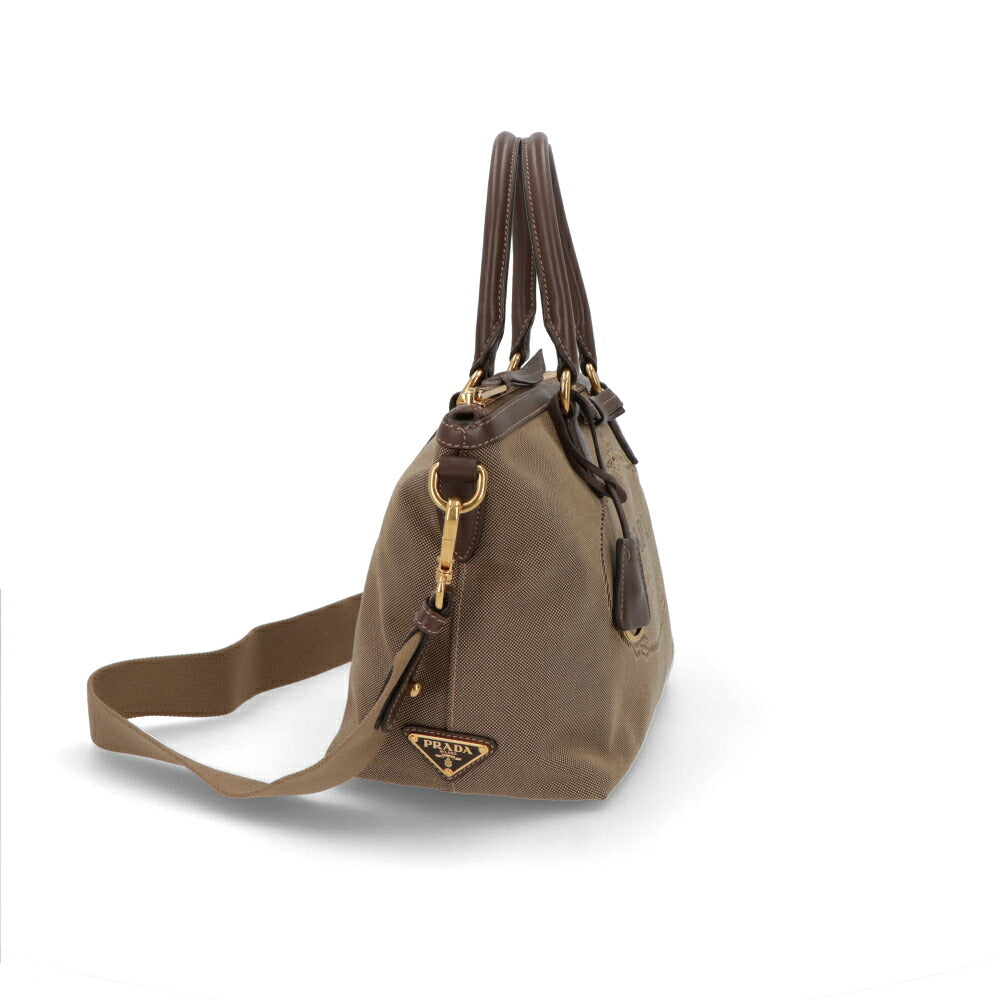 【中古/Aランク】 PRADA PRADA プラダ レディース バッグ ハンドバッグ カーキ キャンバス レザー シリアルあり ジャガード 2WAY ショルダーバッグ 1BA104