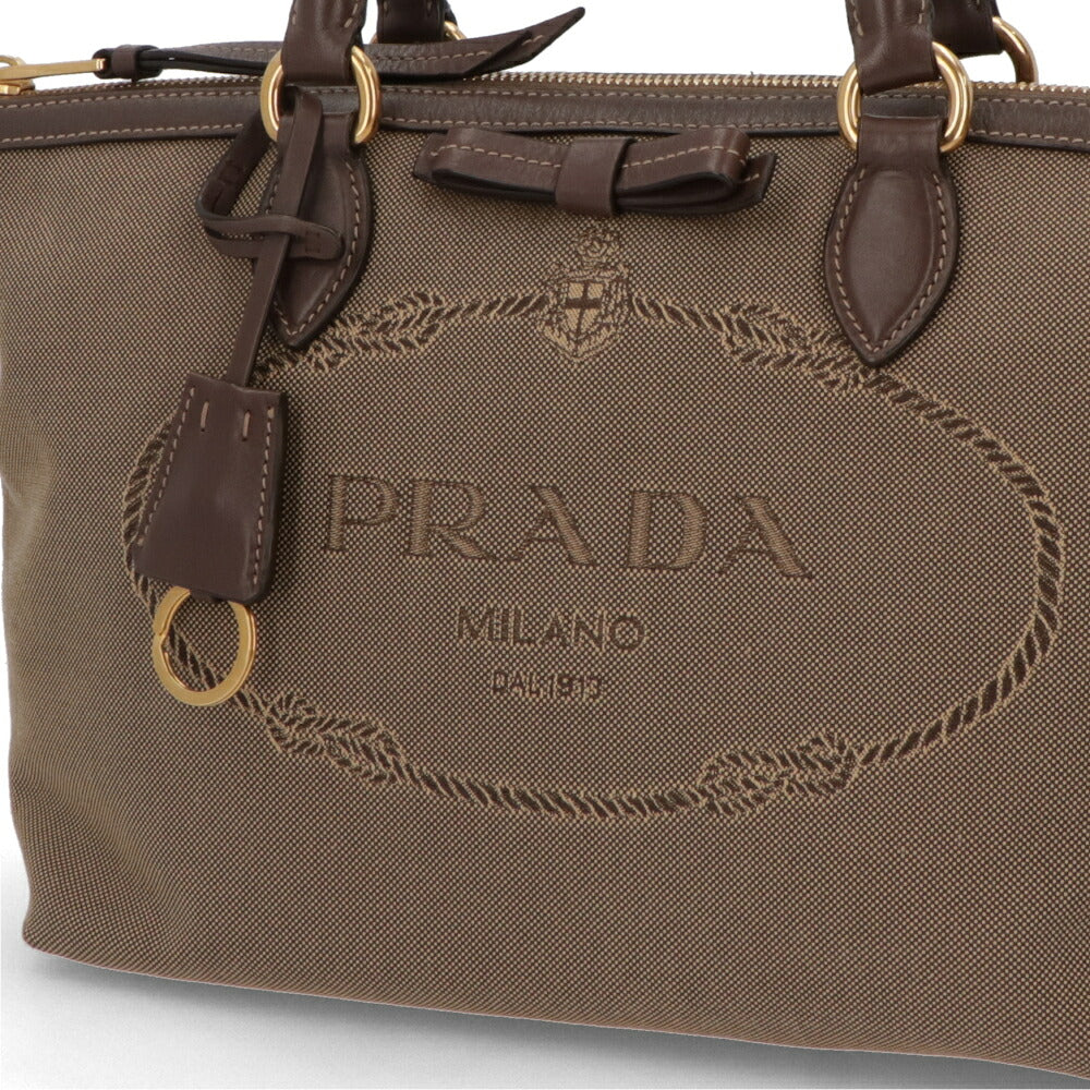 【中古/Aランク】 PRADA PRADA プラダ レディース バッグ ハンドバッグ カーキ キャンバス レザー シリアルあり ジャガード 2WAY ショルダーバッグ 1BA104