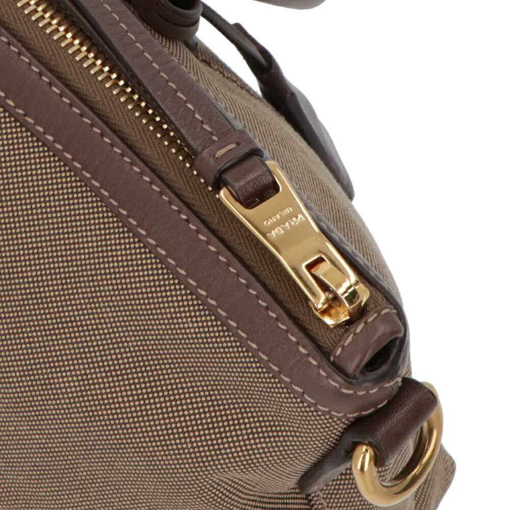 【中古/Aランク】 PRADA PRADA プラダ レディース バッグ ハンドバッグ カーキ キャンバス レザー シリアルあり ジャガード 2WAY ショルダーバッグ 1BA104