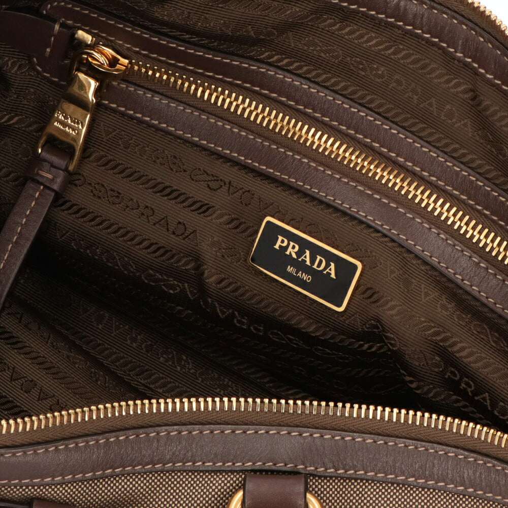 【中古/Aランク】 PRADA PRADA プラダ レディース バッグ ハンドバッグ カーキ キャンバス レザー シリアルあり ジャガード 2WAY ショルダーバッグ 1BA104
