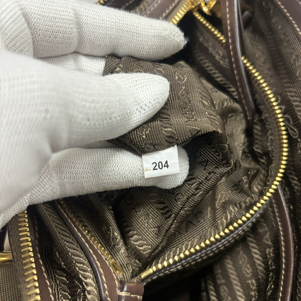 【中古/Aランク】 PRADA PRADA プラダ レディース バッグ ハンドバッグ カーキ キャンバス レザー シリアルあり ジャガード 2WAY ショルダーバッグ 1BA104