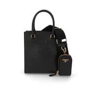 【中古/Aランク】 PRADA プラダ レディース バッグ トートバッグ ブラック レザー ロゴ ゴールド金具 1BA333