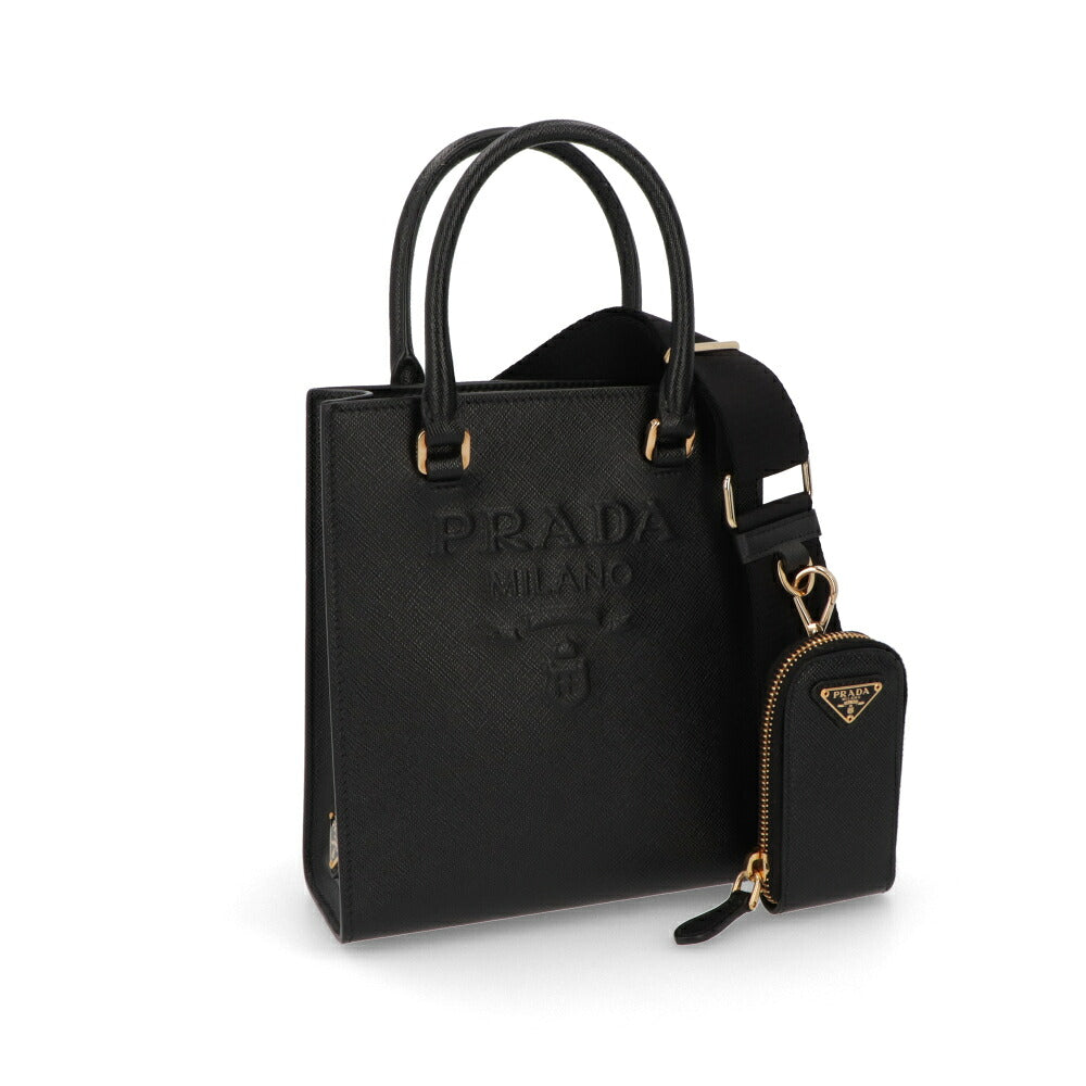 【中古/Aランク】 PRADA プラダ レディース バッグ トートバッグ ブラック レザー ロゴ ゴールド金具 1BA333