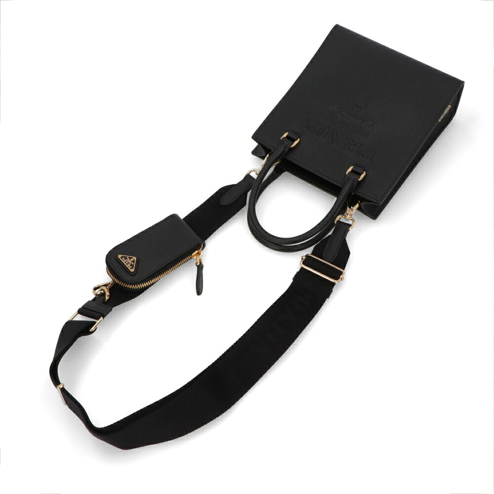 【中古/Aランク】 PRADA プラダ レディース バッグ トートバッグ ブラック レザー ロゴ ゴールド金具 1BA333