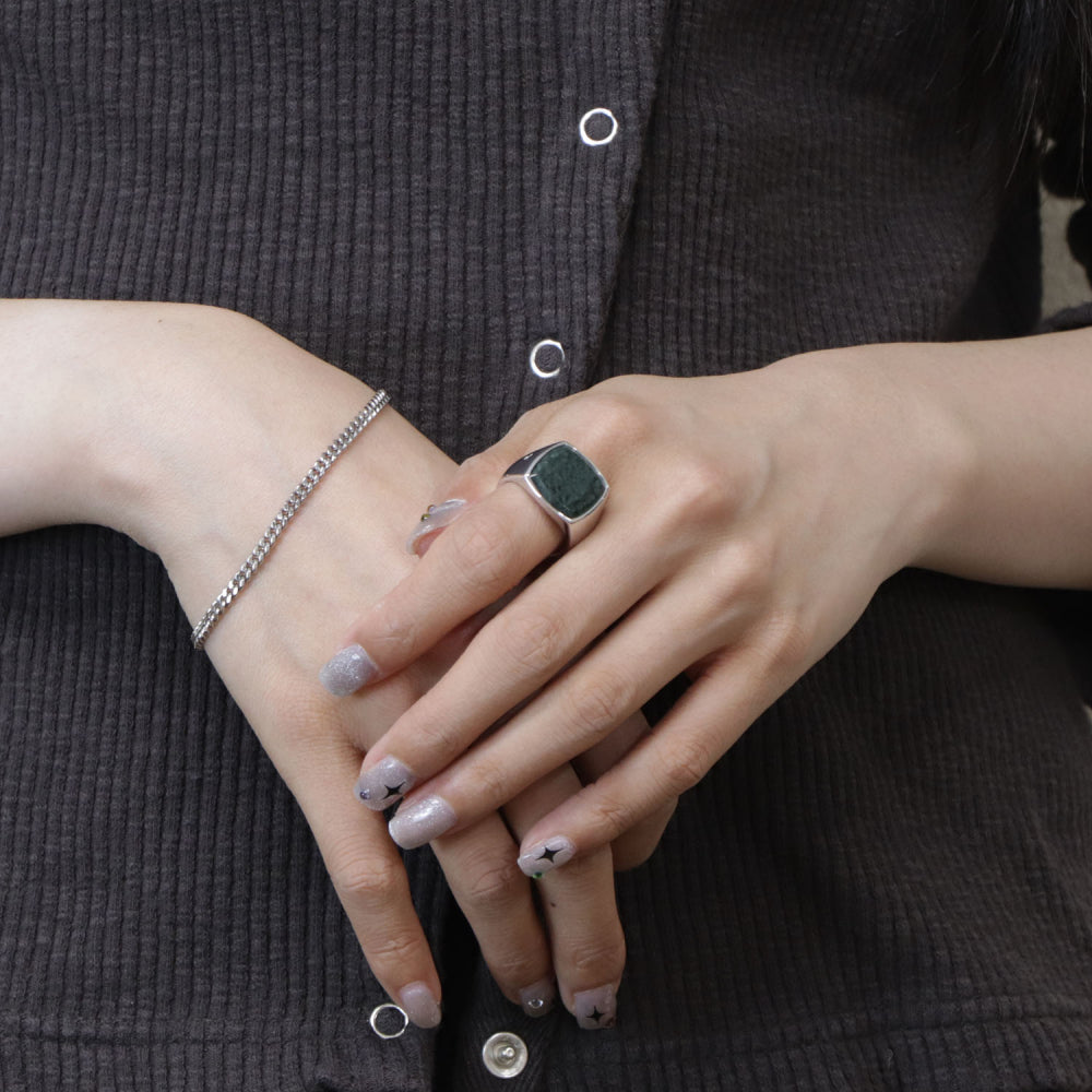 トム ウッド 指輪 リング Cushion Green Marble