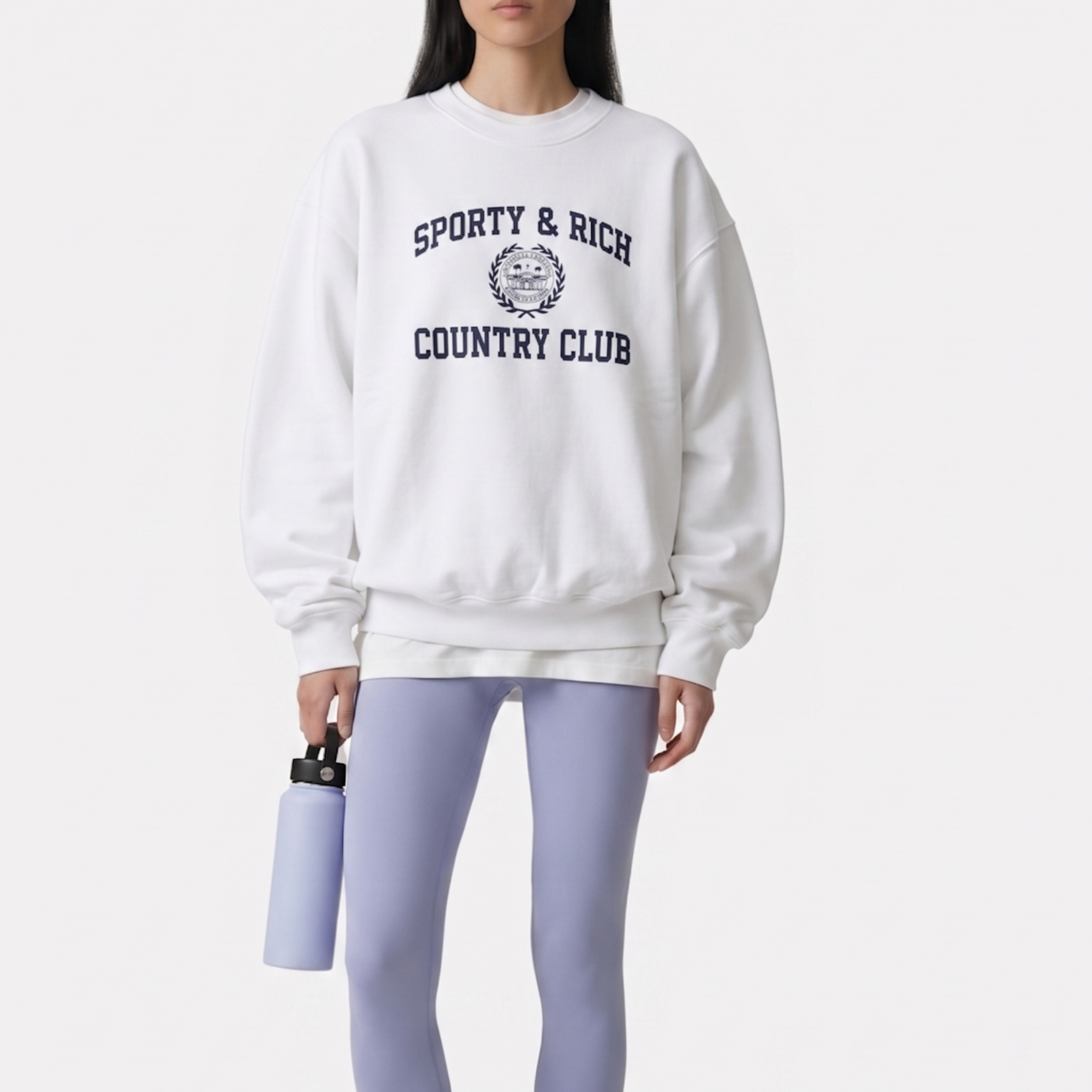 Sporty＆Rich スウェット ホワイト 長袖 オーバーサイズ 裏起毛