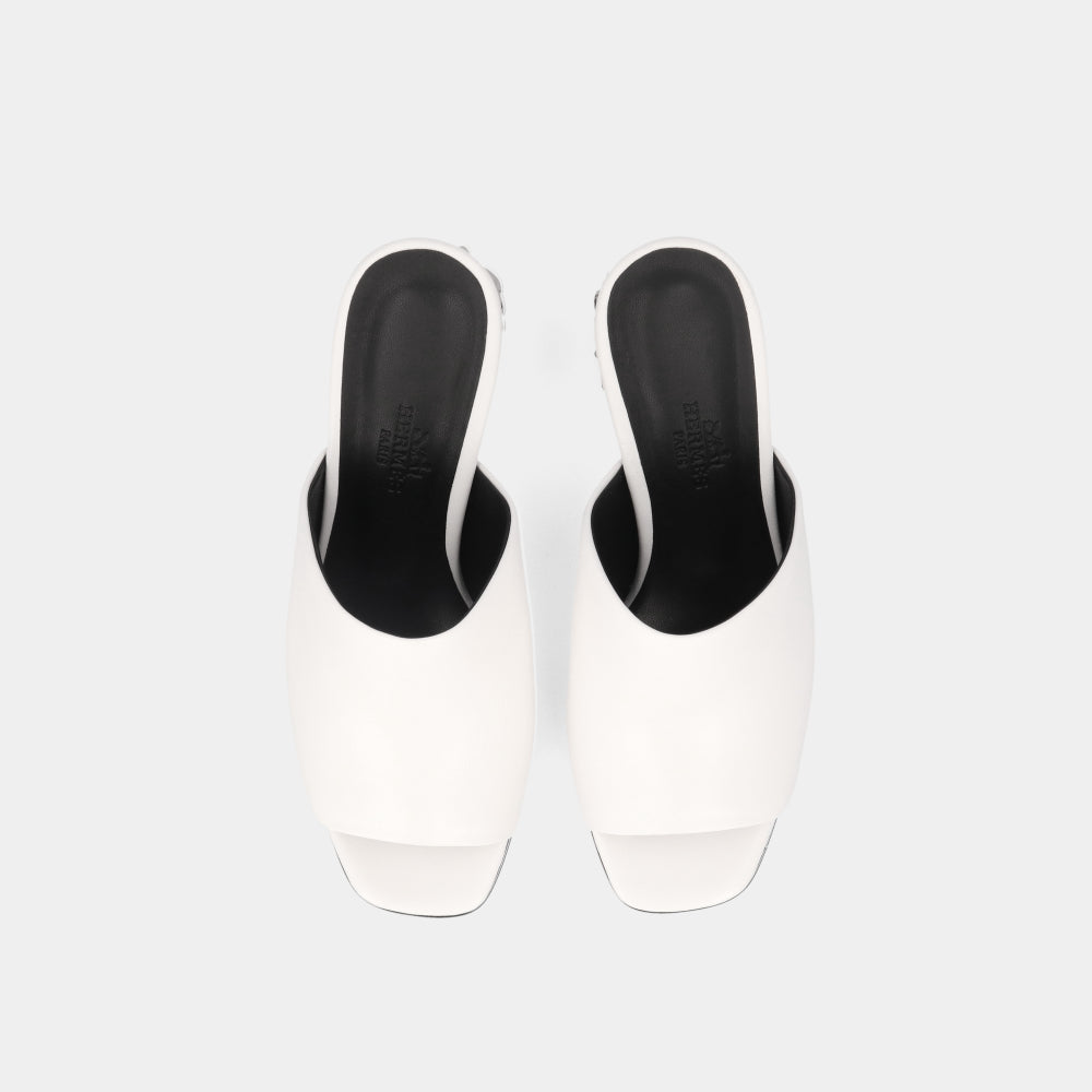 エルメス HERMES グロッシー60 サンダル ホワイト