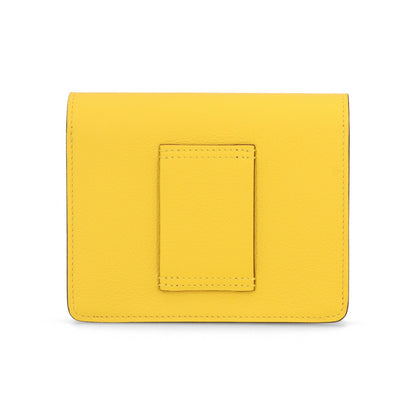 エルメス HERMES ルリスリムコンパクト 二つ折り財布 ジョーヌナプル シルバー金具 イエロー系 エヴァーカラー
