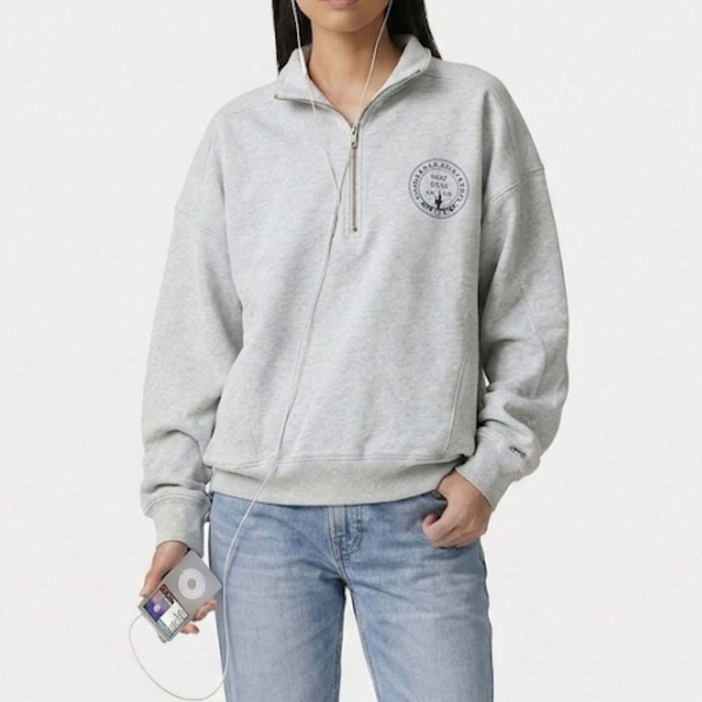 Sporty＆Rich トレーナー グレー 裏起毛 ハーフジップ – LE CHIEN
