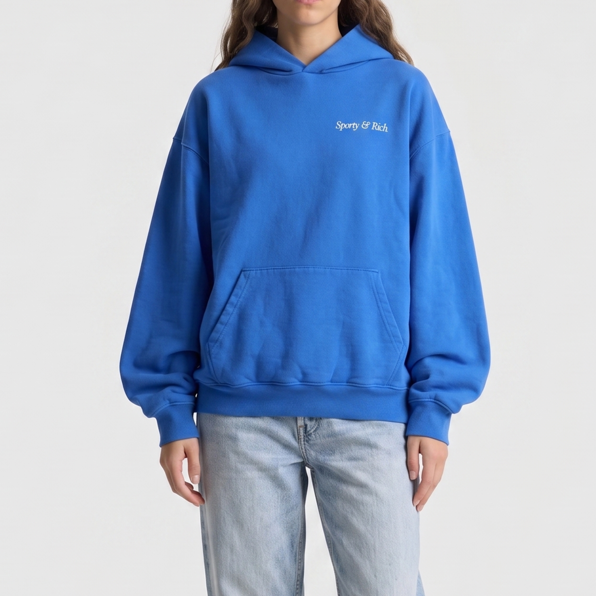 Sporty＆Rich スウェット・トレーナー ブルー フーディー ロゴ